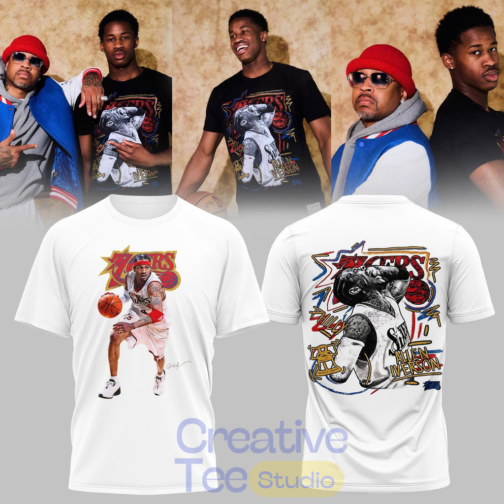 Allen Iverson Philadelphia 76ers Black Chalked Up T-Shirt