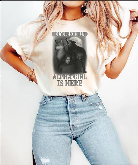 Alpha Girl Shirt, Hide Your Boyfriend Tee, Twilight Aesthetic Wolf Shirt, Funny Alpha Female Shirt