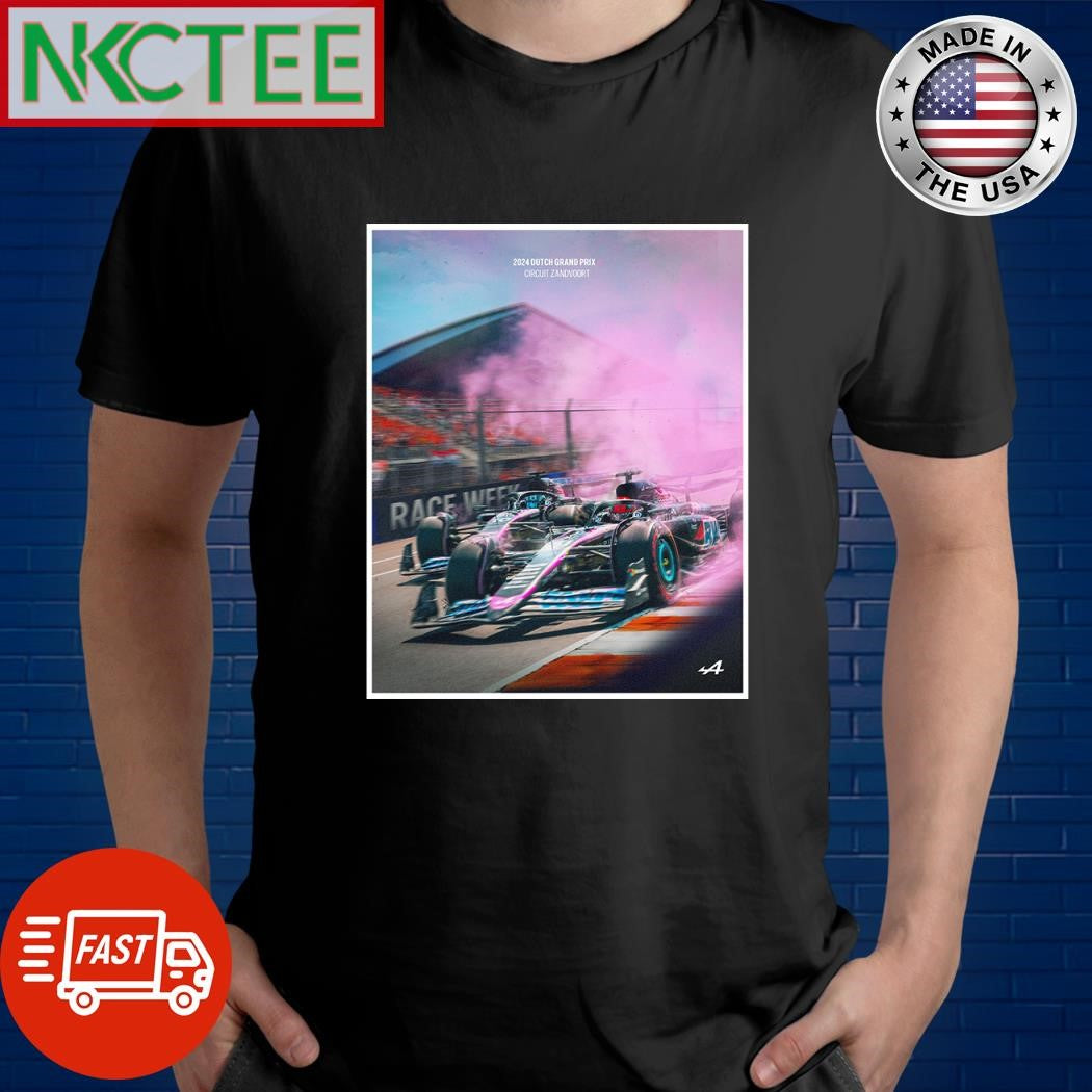 Alpine race week poster for the 2024 Dutch GP F1 car shirt