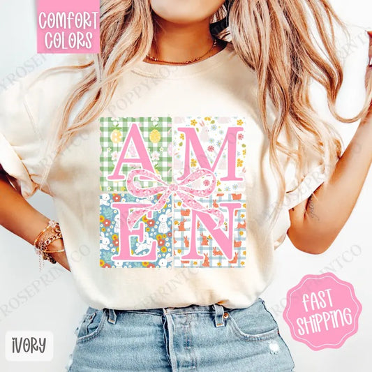 Amen 2 Shirt Comfort Colors, Easter Tshirt, Trendy Religious Women's Tee, Gift for Her