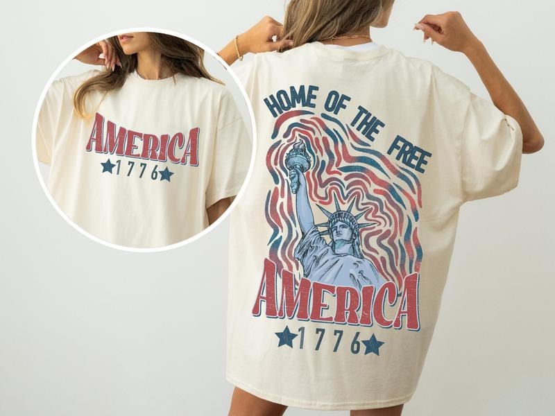 America 1776 Shirt July 4th Tshirt Patriotic Shirt America Shirt Usa Shirt 4th Of July Shirt Home Of The Free TK43GN