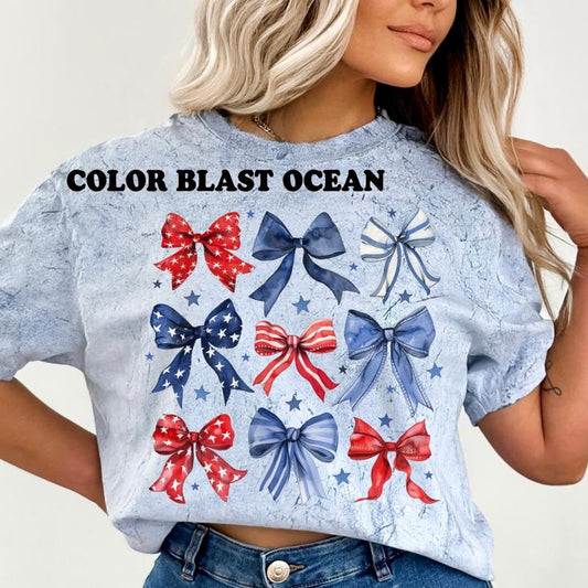 America Bow Shirt Comfort Colors ~ Unisex Apparel Relaxed Fit Printed In The USA Clothing Womenswear Casual Comfort Cotton Top Athletic Boho Chic