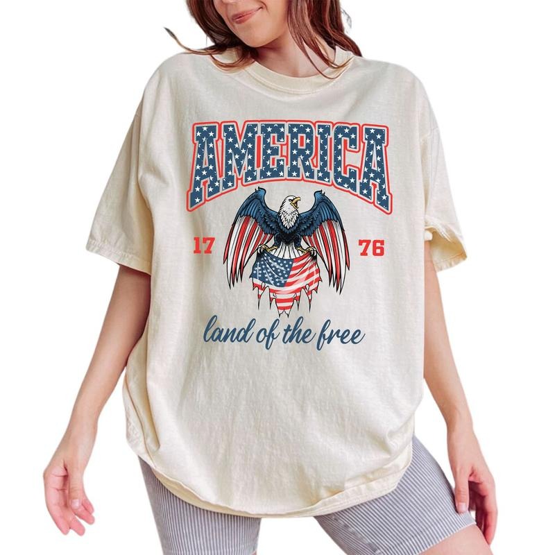 America Land Of The Free Est. 1776 Shirt, 4th Of July Graphic Printed Tee, Patriotic Unisex Unhinged Shirt, Independence Day T-shirt, Patriotic USA Comfy Fabric Graphic Tee, Menswear, Women's Tops, Womenswear, Cotton Fabric Relaxed Fit Tee