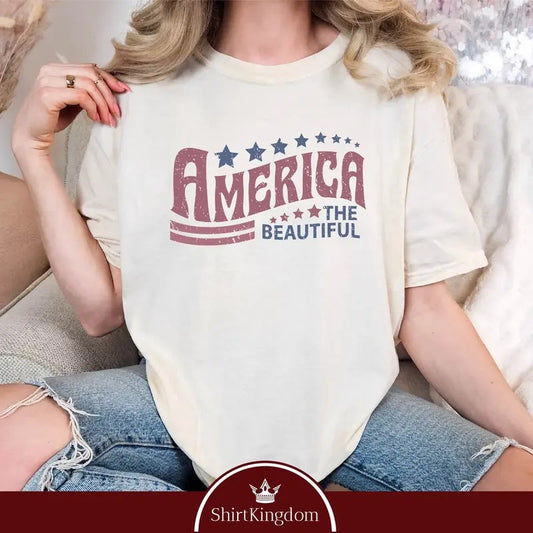 America The Beautiful Shirt, 4th Of July Shirt, Fourth Of July, Patriotic USA Gift, Comfort Colors Shirt, America Stars Unisex Shirt