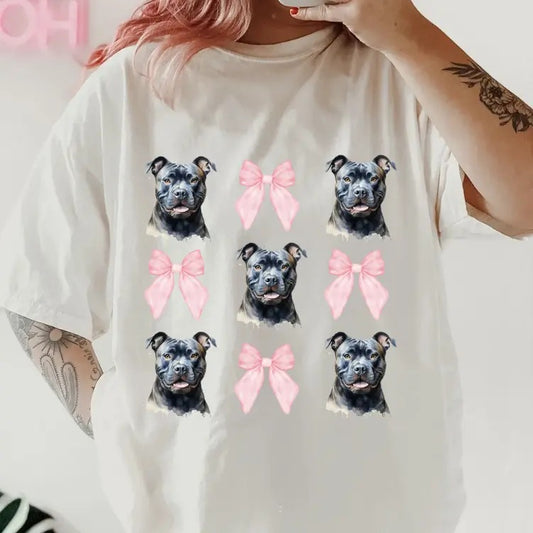 American Bully with bow Shirt~ Unisex Apparel Relaxed Fit Printed In The USA Clothing Womenswear Casual Comfort Cotton Top Athletic Boho Chic