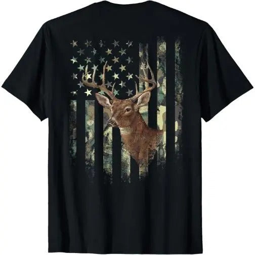 American Flag Deer Hunting Camo T-Shirt Made in USA
