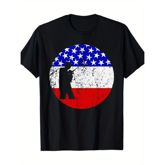 American Flag Fishing Vintage Fisherman T-shirt -100% Cotton Made in USA