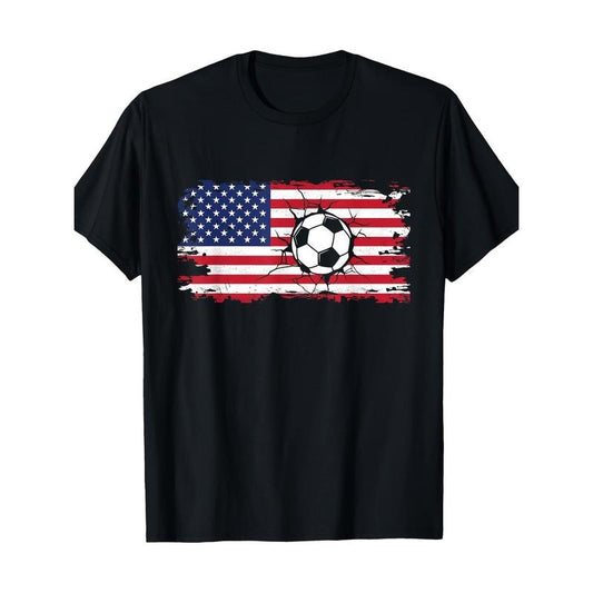 American Flag Football T-shirt  100% cotton T-shirt Made in USA