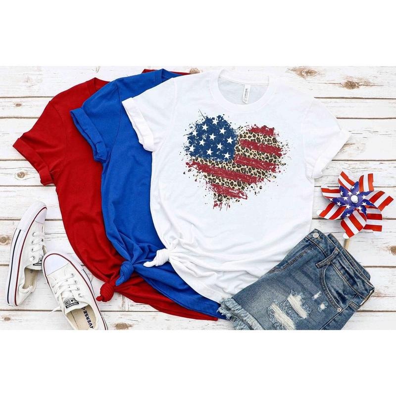 American Flag Shirt, American Flag Heart Shirt, Patriotic Shirt, USA Shirt, 4th of July Shirt
