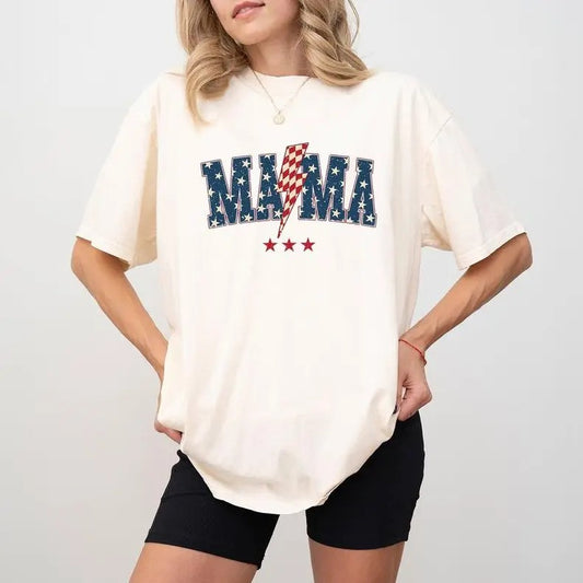 American Mama Comfort Colors Shirt, 4th Of July Shirt, Retro American Independence Day Since 1776 Shirt, 4th Of July Mom Shirt, Cotton Fabric Relaxed Fit Chic Style, Menswear, Womenswear,  Women's Top