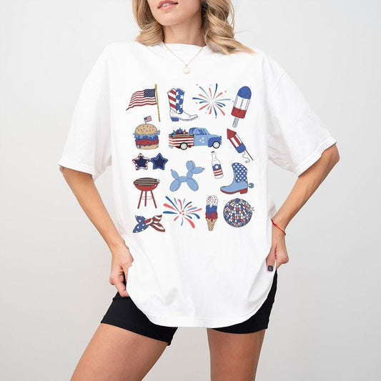 American Shirt, 4th Of July Shirts, Celebration T-Shirt, USA shirt, Red White and Blue Tee, Summer BBQ Shirt, Women Shirt For 4th of July, Fourth of July Shirts, Gift For Her, USA Flag Shirt, Women Tops