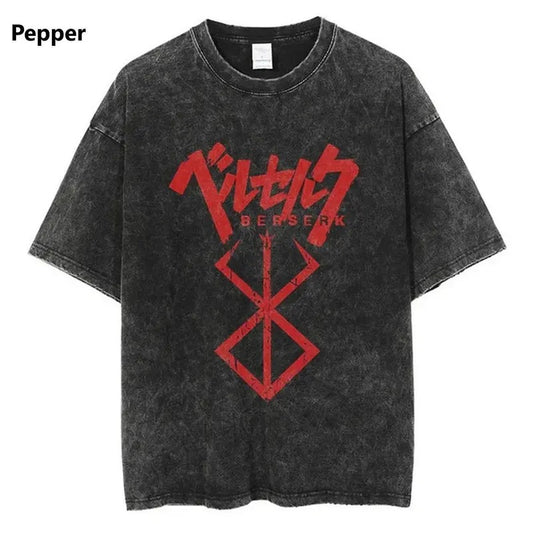 Anime Berserk Vintage T Shirts Manga Washed Tshirt Pure Cotton Short Sleeve Tees_1 Sweatshirt, Hoodie, Comfort Top