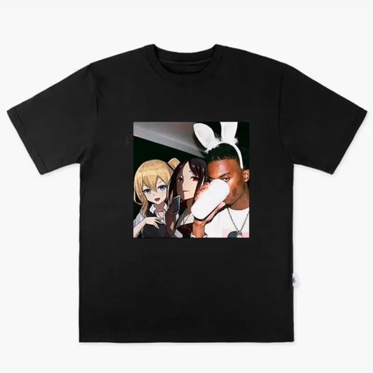 Anime Characters & Urban Style T-Shirt, Unique Streetwear Graphic Tee, Black Unisex Cotton Top, Casual Menswear & Womenswear Top, Gift for Anime Fans