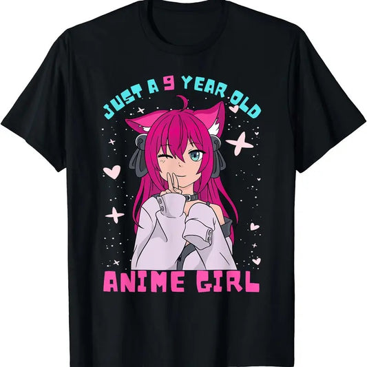 Anime Girl 9 Year Old Birthday Girl Kawaii 9Th Birthday TShirt