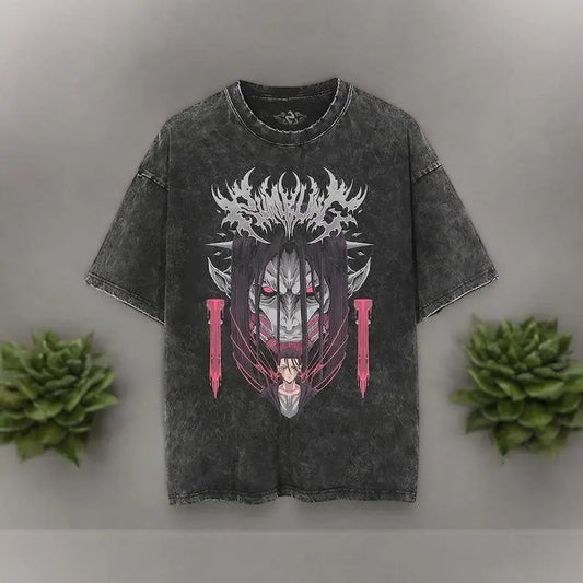 Anime Graphic T Shirt, Titan Anime Character Inspired Washed Shirt, Anime Manga Titan Vintage Men's Pump Cover T Shirt Sweatshirt, Hoodie, Comfort Colors