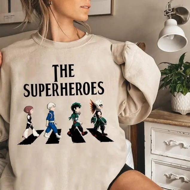 Anime MHA Sweatshirt T-Shirt MHA Season 7 Shirts Anime The SuperHeroes Shirt Anime Lover Sweater 2024 Trendy Anime Sweatshirt Otaku Gift Bakugo Todoroki Midoriya Uraraka All Might Star and Stripe UA High Shirts My Hero Academia Apparel Sweatshirt, Hoodie,