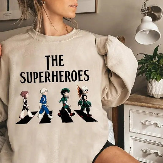 Anime MHA Sweatshirt T-Shirt MHA Season 7 Shirts Anime The SuperHeroes Shirt Anime Lover Sweater 2024 Trendy Anime Sweatshirt Otaku Gift Bakugo Todoroki Midoriya Uraraka All Might Star and Stripe UA High Shirts My Hero Academia Apparel Sweatshirt, Hoodie,