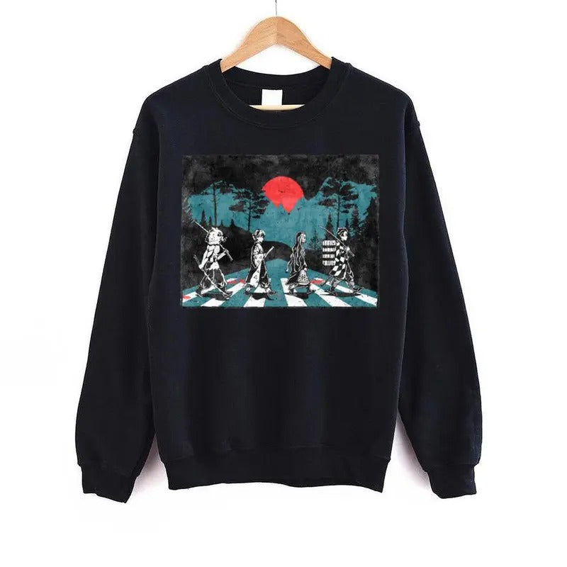 Anime Sweatshirt, Vintage Manga Sweatshirt, Anime Demon Slayer Sweatshirt, Classic Cotton Stylish Tops Sweaters