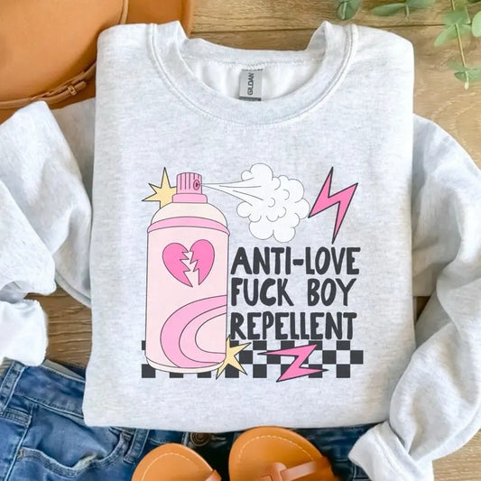 Anti-Love F Boy Repellent Sweatshirt - Ash Grey - Sublimation - Petty - Unisex Jersey Sweatshirt