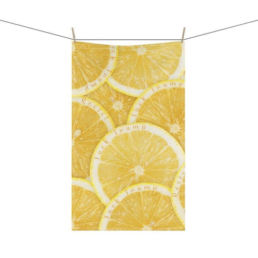 Anti-Trump Tea Towel  Subtle lemon Style Design  Political Kitchen Towel  Funny Political Towel  Unique Gift for Liberalsstyle{n002}4