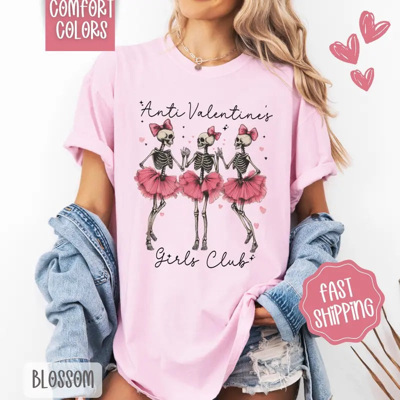 Anti Valentines Girls Club Shirt Comfort Colors, Valentine's Day Women's Tee, Holiday Women's Tshirt