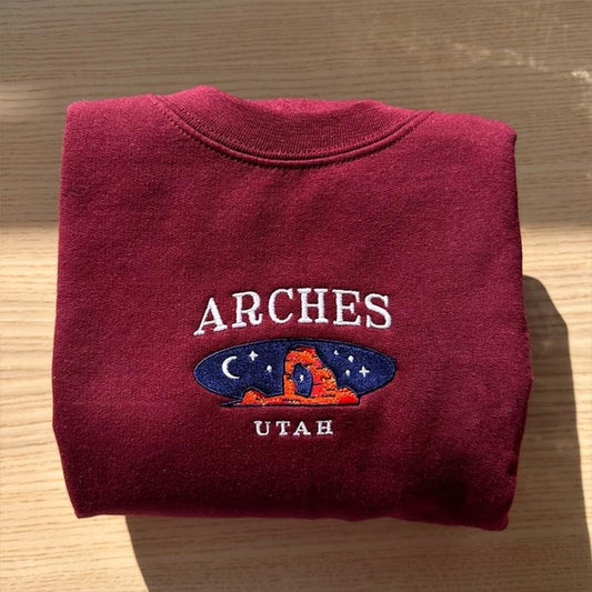Arches Embroidered Sweatshirt, Arches National Park Crewneck