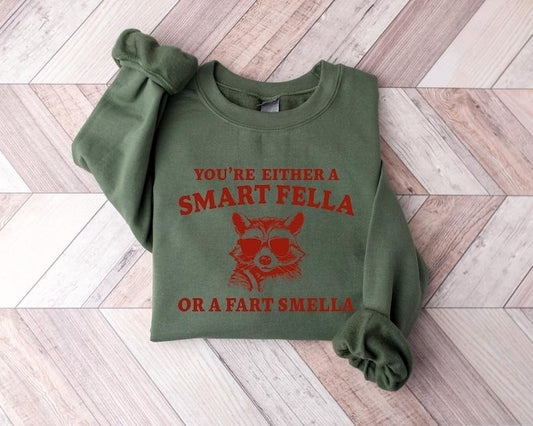 Are You A Smart Fella Or Fart Smella? Retro Cartoon T Shirt, Weird T Shirt, Meme T Shirt, Trash Panda T Shirt, Unisex  T-shirt, sweater and Hoodie