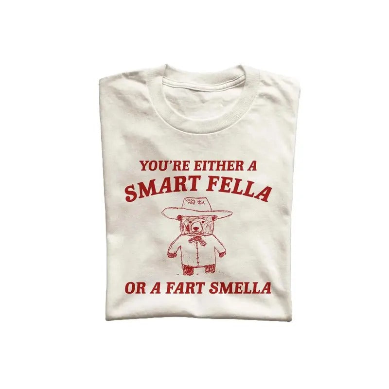 Are You A Smart Fella Or Fart Smella? Retro Cartoon Unisex T Shirt, Weird T-Shirt, Meme T Shirt