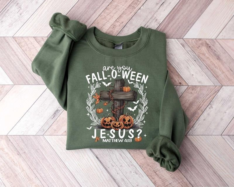 Are You Fall-O-Ween Jesus, Retro Fall Religious Shirt, Womens Christian Shirt, Follow Jesus Shirt Cotton Top
