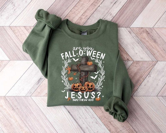 Are You Fall-O-Ween Jesus, Retro Fall Religious Shirt, Womens Christian Shirt, Follow Jesus Shirt Cotton Top