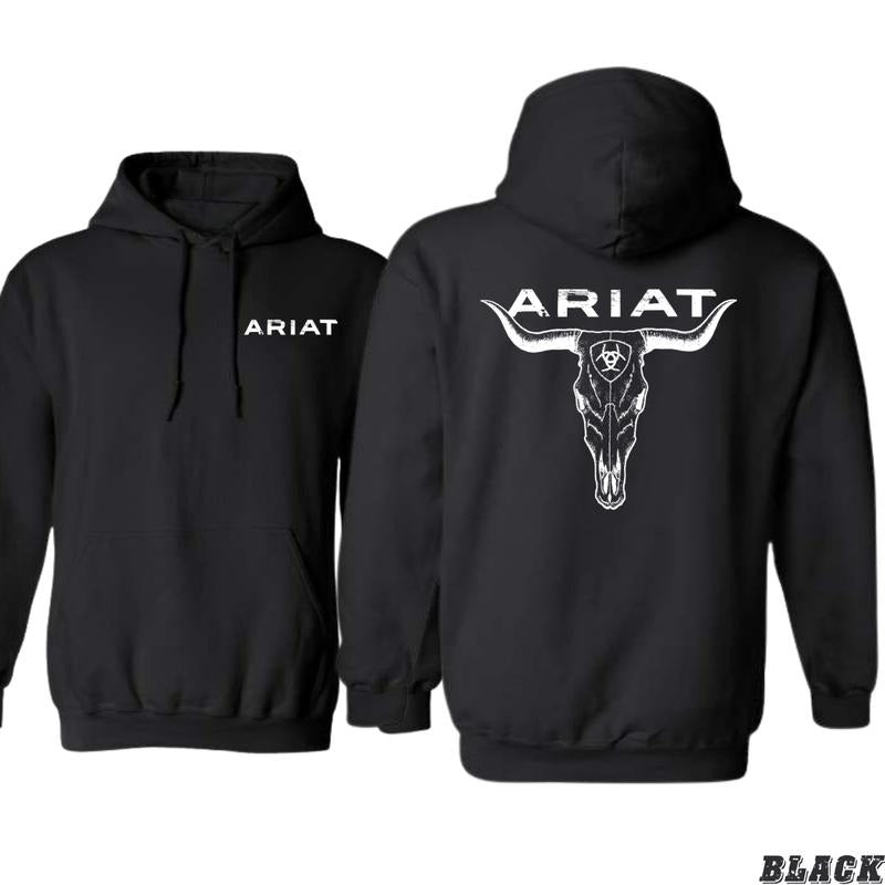 Ariat Hoodie - Western Skull Graphic for Rodeo and Ranch Style Lovers, western wear for men, Unisex Sweatshirt for Casual Outings - Sweatshirts, Menswear Tops Underwear