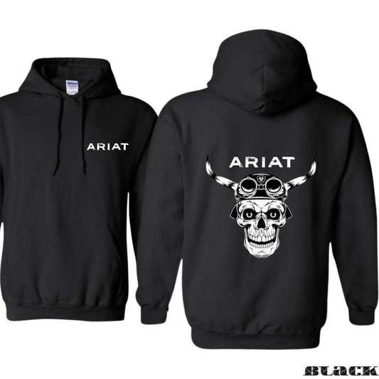 Ariat Unisex Hoodie, Intricate Dual Bull Skull Design, Perfect for Everyday Wear  Hoodie, Womenswear, trend