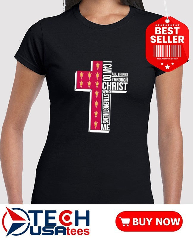 Arizona State Sun Devils Women’s Basketball cross I can do all things through christ who strengthens me shirt