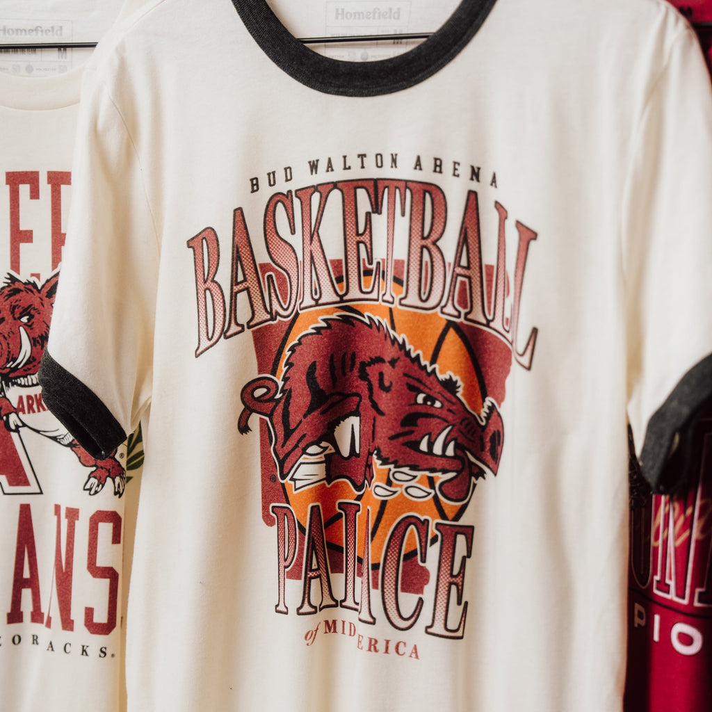 Arkansas Razorbacks "Basketball Palace" Ringer Tee Hoodie, Sweatshirt | CoreVibeTees.com (Image 2)
