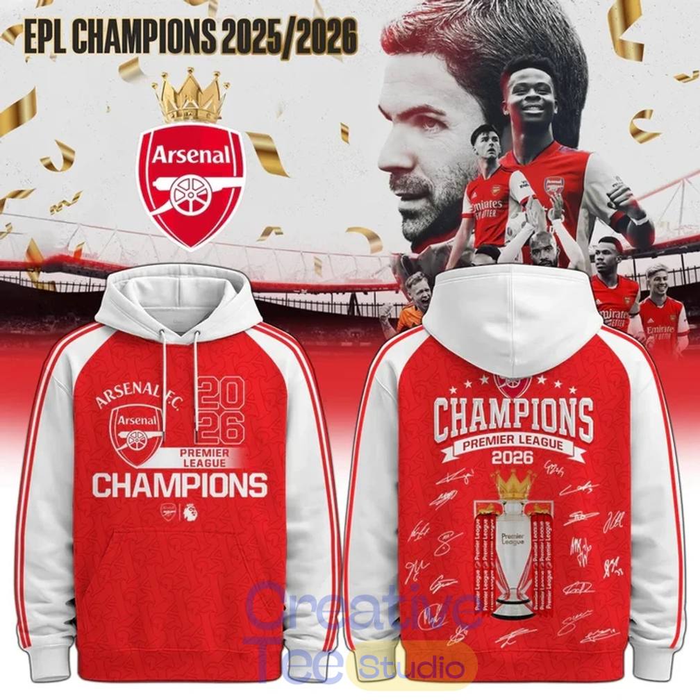Arsenal FC EPL Champions 25/26 Signature Tee Hoodie