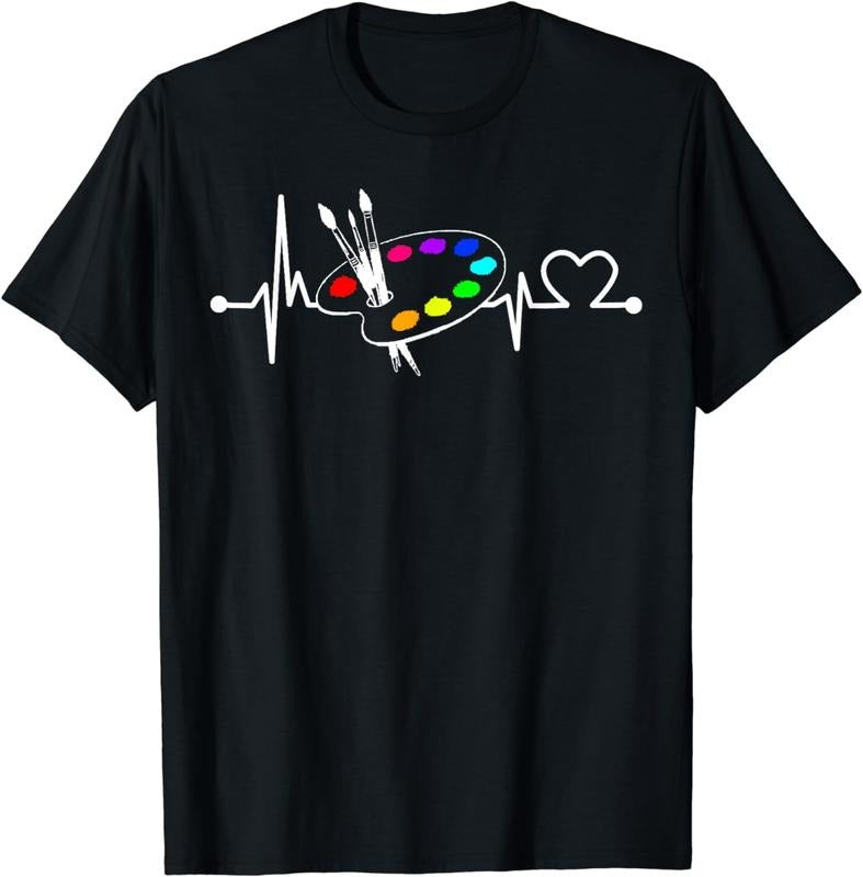 [100% Cotton]Paint Brush With Palette Heartbeat Funny Artist/Painter/Art T-Shirt