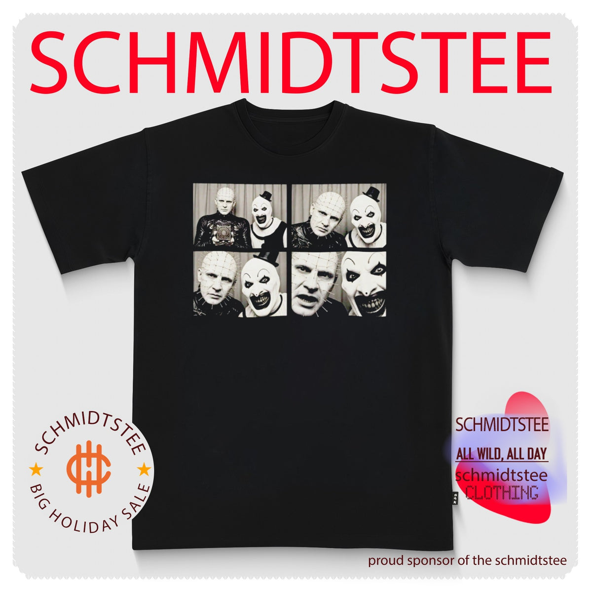Art the Clown & Pinhead Photo Booth Horror Halloween shirt