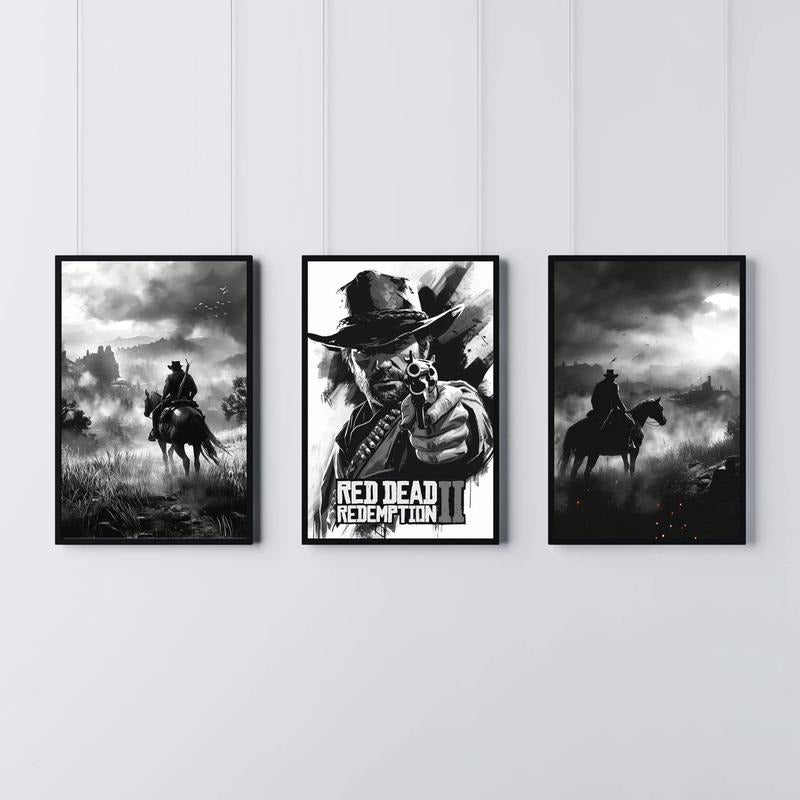 Arthur Morgan, Red Dead Redemption Game Poster Set - Red Dead Poster Print - Retro Western Travel |  Gaming Character Print, Home Decor