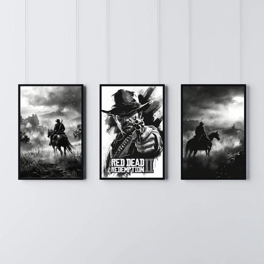 Arthur Morgan, Red Dead Redemption Game Poster Set - Red Dead Poster Print - Retro Western Travel |  Gaming Character Print, Home Decor