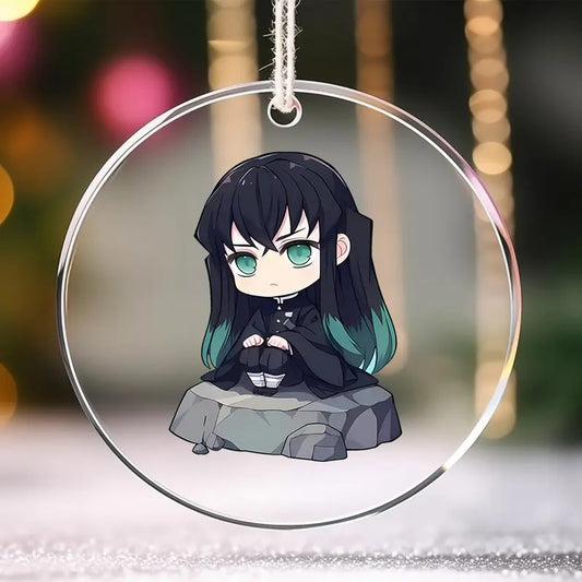Arylic Ornament Muichiro for Christmas, Demon Slayer Arylic Ornament, Kimetsu No Yaibai Gift, The anime hanger Christmas Tree, Christmas Gift, Anime Christmas Gift