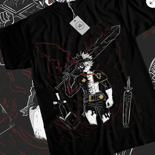 Asta Yuno T-shirt Black Clover Anime Manga Asta Girl Gifts Black Shirt All Size
