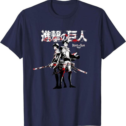 Attack on Titan Men's Short Sleeve T-Shirt Levi Ackerman Eren Yeager Blood Spatter Crew, Graphic Anime Tee, Unisex T Shirt Cotton Menswear Sweatshirt, Hoodie, Comfort Colors