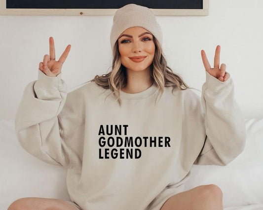 Aunt Godmother Legend Sweatshirt, Aunt Sweatshirt, Godmother Gifts, Funny Godparent Sweatshirt, Auntie Hoodie and Sweater; T-shirt Cotton Polyester Womenswear Women Cotton Polyester Light Solid
