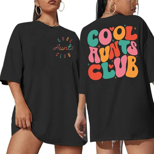 Aunt Shirt Cool Aunts Club T-Shirt for Women Auntie Oversized Graphic Shirts Funny e Heart Letter Print Tee Tops