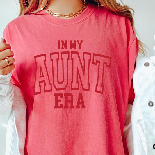 Aunt era t-shirt, Retro t-shirt, Comfort Colors, Fabric, Oversized Top, Womenswear, Garment Printed, Lady Cotton Crewneck Fashion Sleeve Athletic Boho Comfortable Cute Graphic