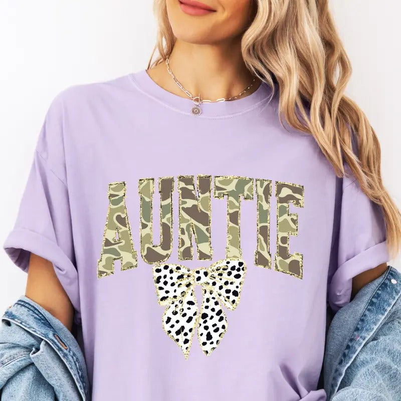 Auntie Camo 1 Hunting Shirt~ Unisex Apparel Relaxed Fit Printed In The USA Clothing Womenswear Casual Comfort Cotton Top Athletic