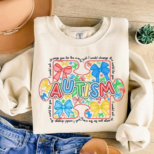 Autism Awareness Coquette Sweatshirt, Retro Autism Bow Shirt, Autism Mama, Autism Advocate Tee, Special Education, Neurodiversity Shirt
