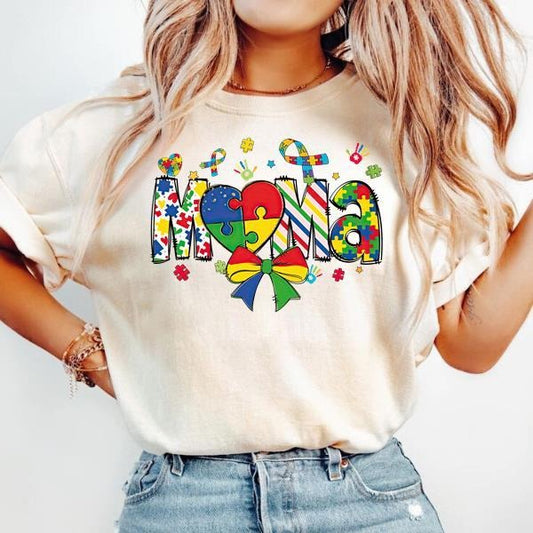 Autism Mama Coquette T-shirt, Autism Bow , Retro Autism , Autism Mom Gift , Autism Awareness , Special Education, Neurodiversity Shirt