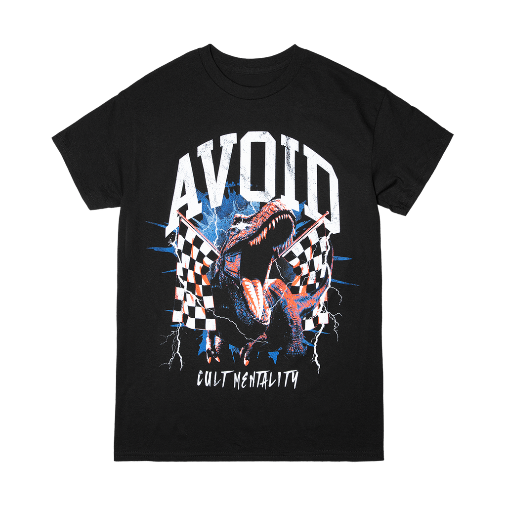 AVOID - Dino Black Tee Hoodie, Sweatshirt | CoreVibeTees.com (Image 1)