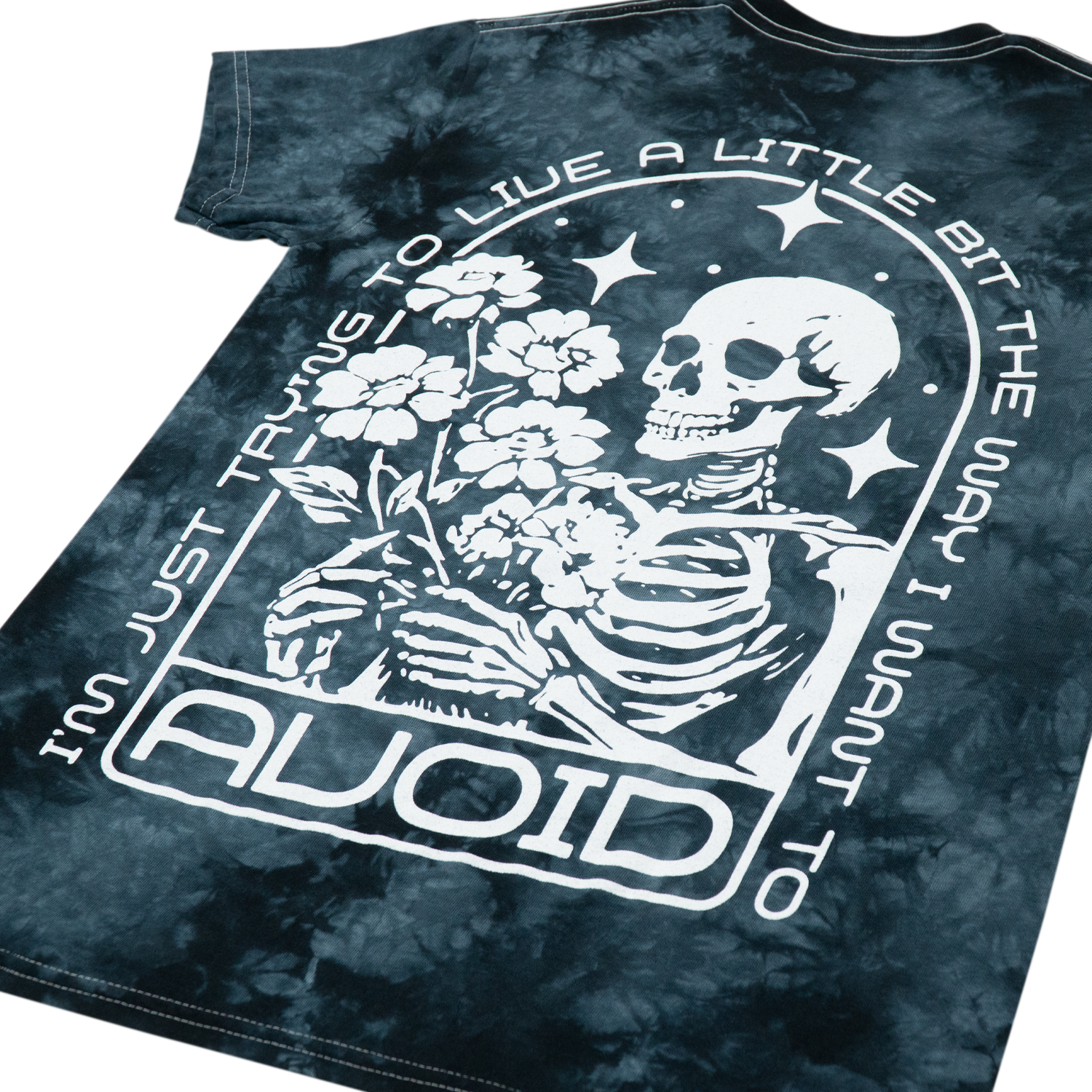 AVOID - Skeleton Flowers Dye Tee Hoodie, Sweatshirt | CoreVibeTees.com (Image 3)